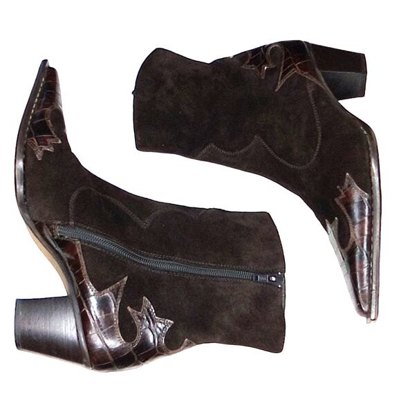 Paul Green Chocolate Brown Handmade Western Boots - 5.5 - Picture 6 of 9